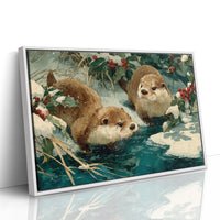 Two Otters, One Winter Stream
