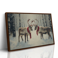 Winter Reindeer Share Crimson Scarves