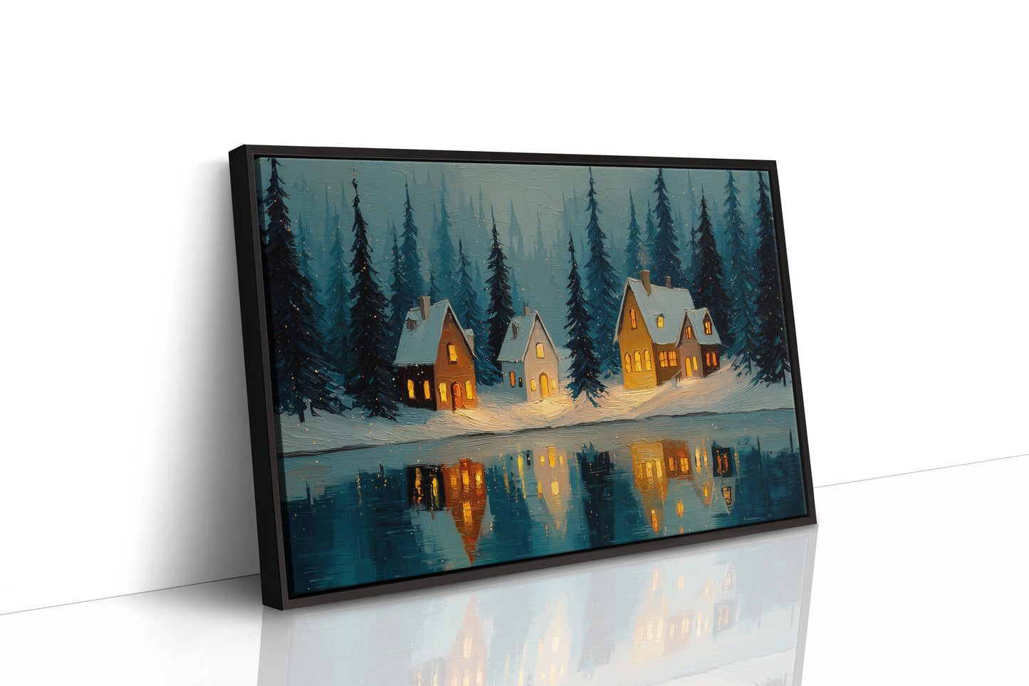 Cabins by the Winter Lake