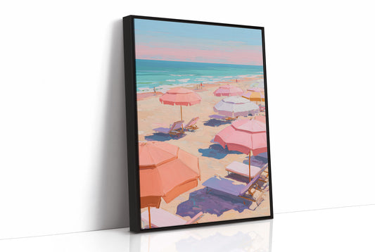 Pastel Parasols Dot Golden Shores