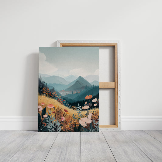Fields of Color Beneath Mountains