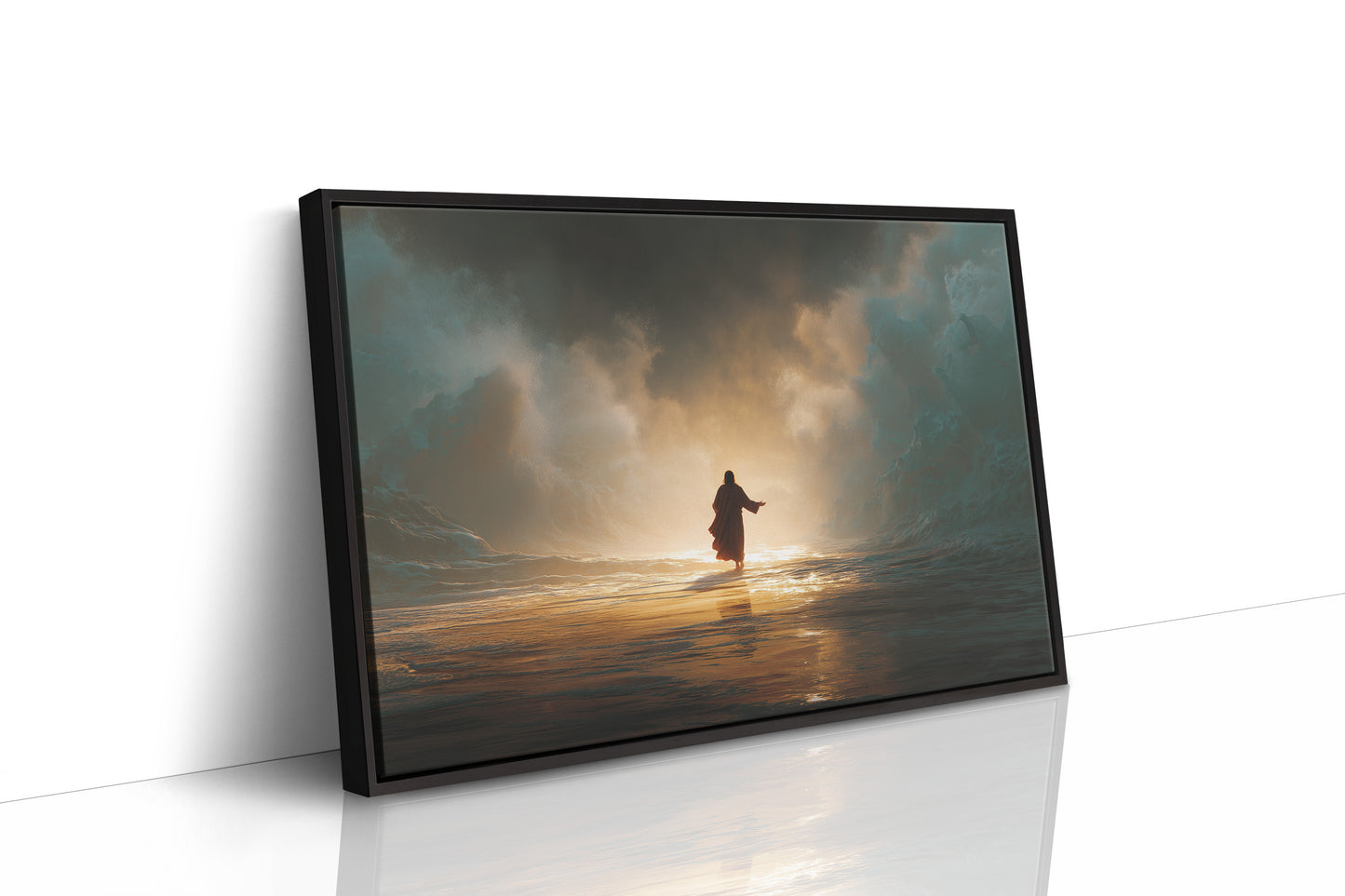 Solitary Figure Faces Rising Tide