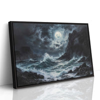 Moonlit Waves Break Against Cliffs