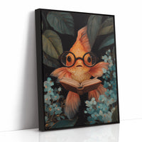 Scholarly Goldfish Navigates Aquatic Library