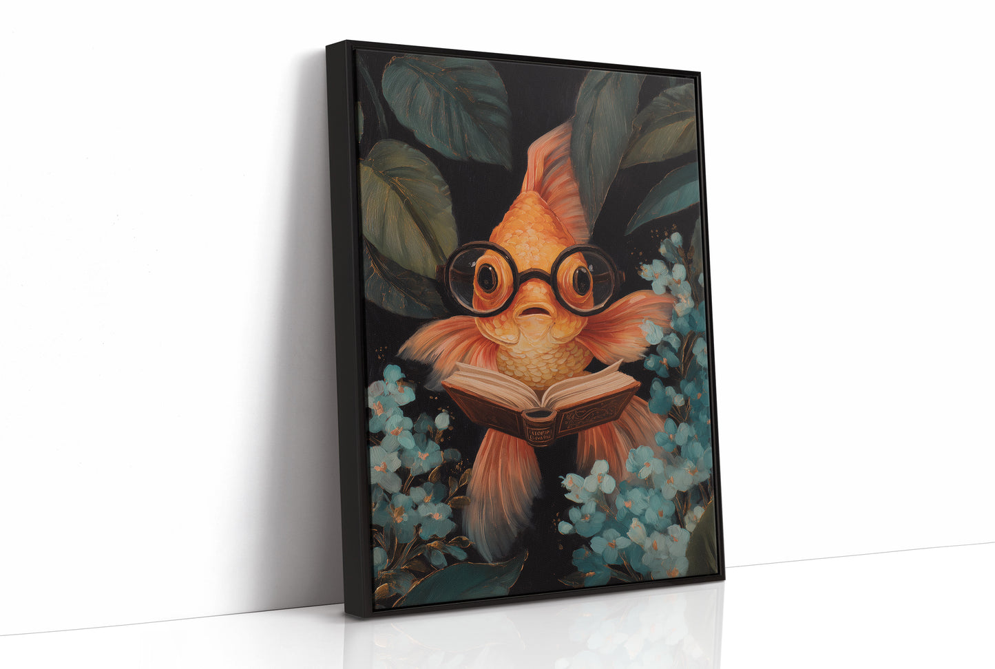Scholarly Goldfish Navigates Aquatic Library