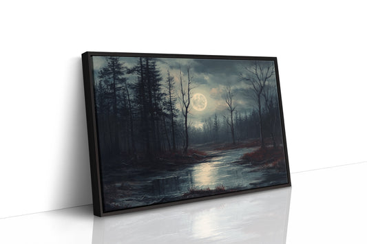 Moonlit Waters Through Winter Woods
