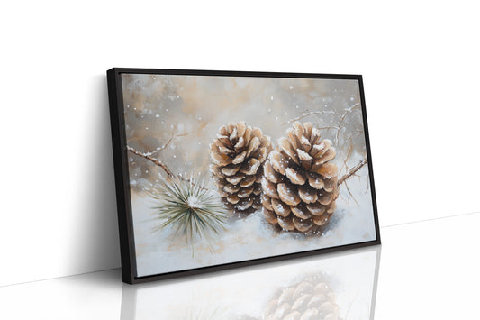 Pine Cones Catch December's First Snow