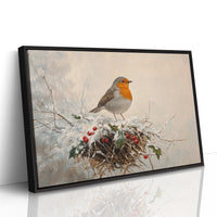 Robin's Winter Song Among Berries