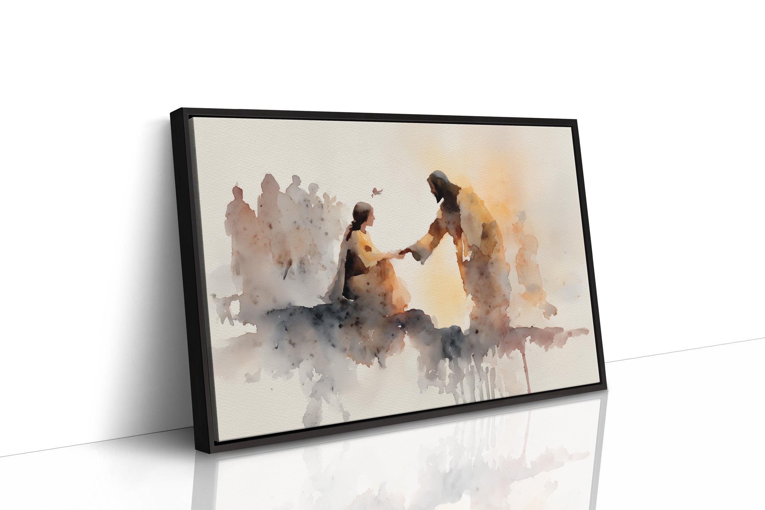 Hands Connect In Amber Light