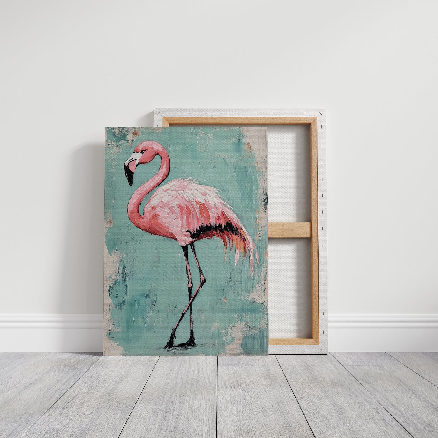 Flamingo Wall Art – Tropical Pink Bird Print, Boho Coastal Decor, Vibrant Animal Painting