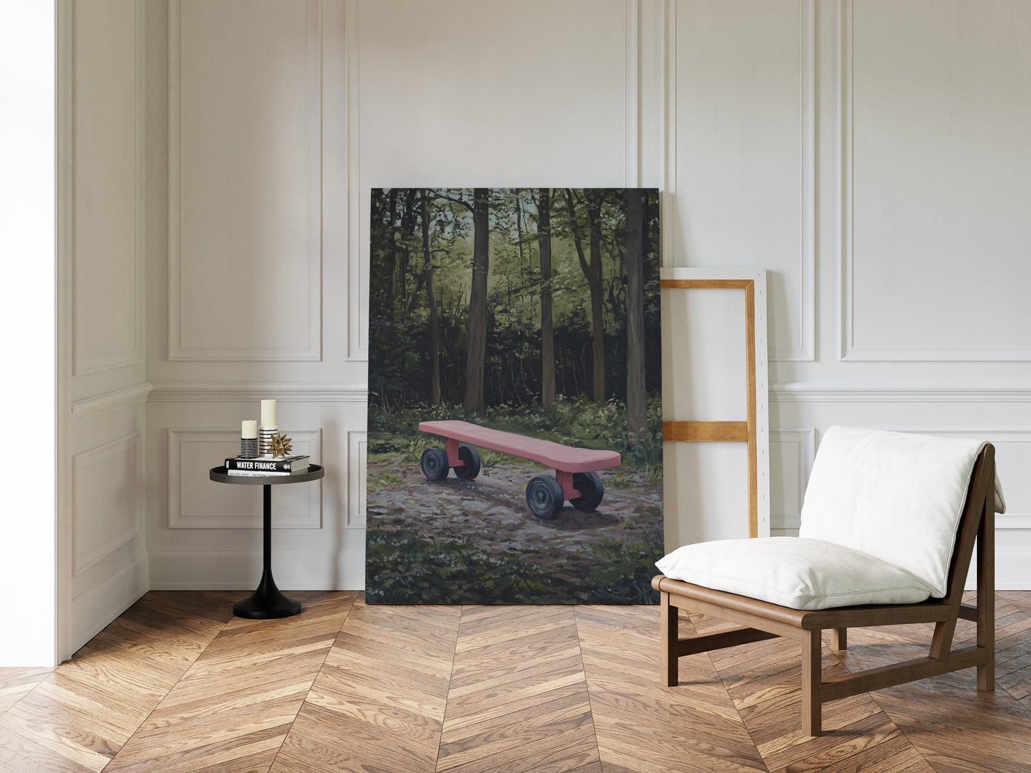 Pink Bench Waits In Forest Shade