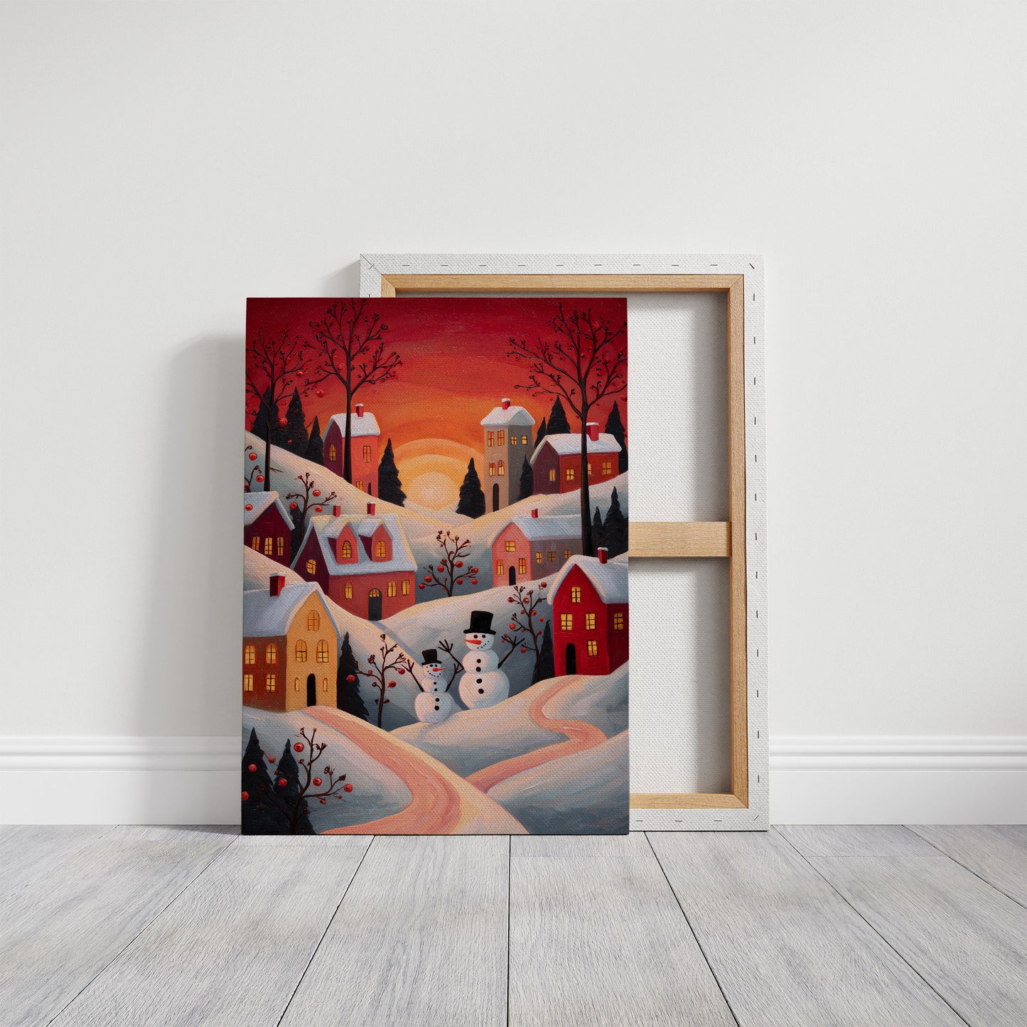 Winter Village Glows At Sunset