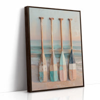 Coastal Oars Rest Between Tides