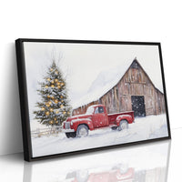 Red Pickup Brings Christmas Home