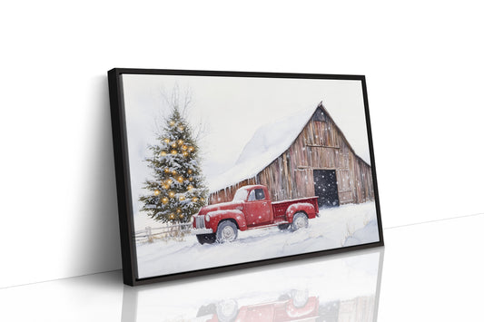 Red Pickup Brings Christmas Home