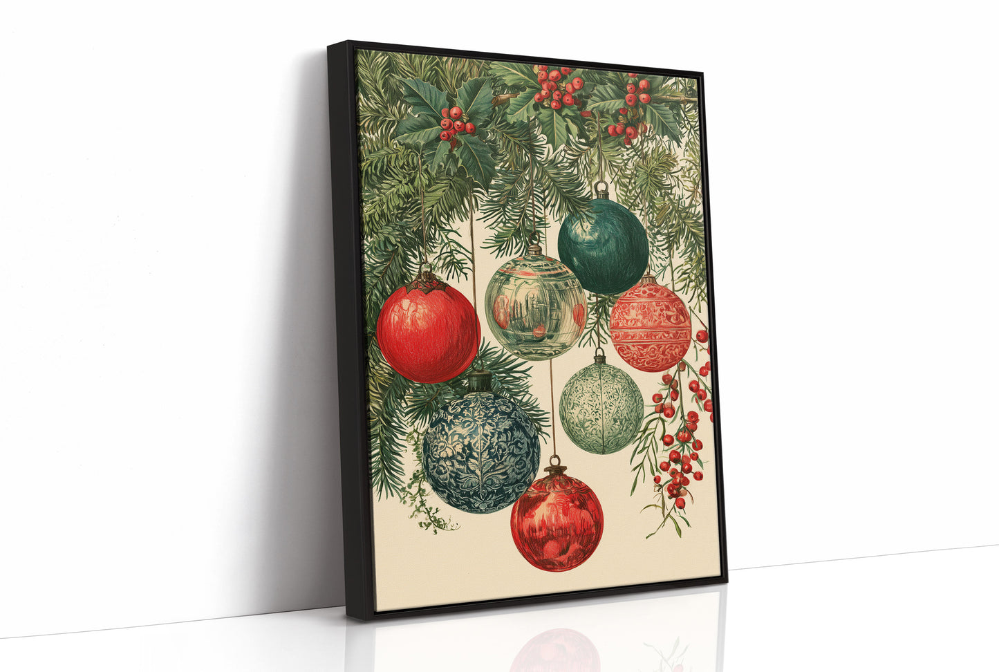 Vintage Glass Ornaments & Holly