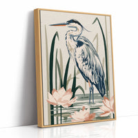 Blue Heron Among Lotus