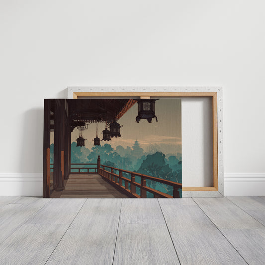 Temple Lanterns Guide Misty Dawn