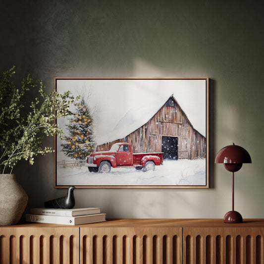 Red Pickup Brings Christmas Home