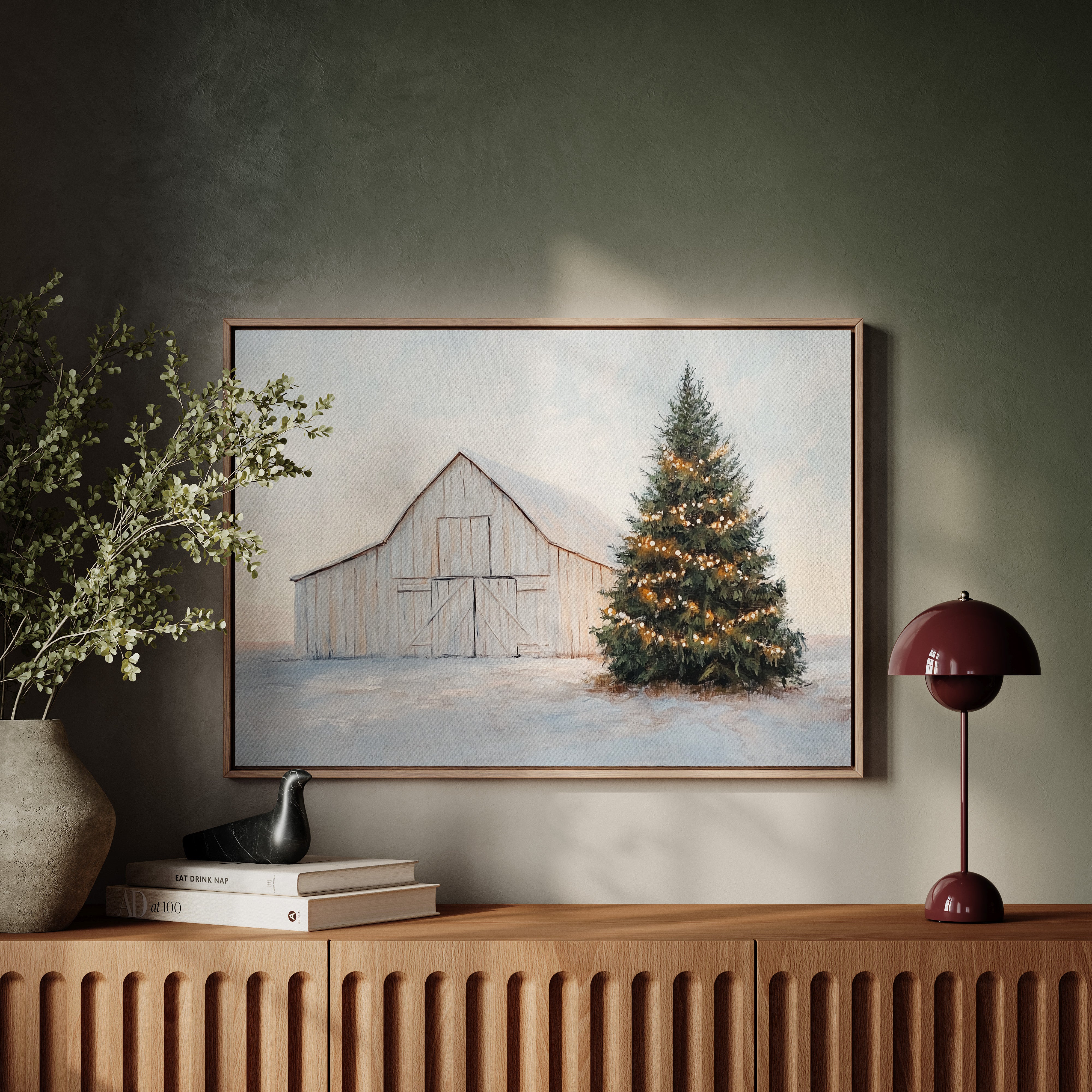 Winter Lights Warm The Barn