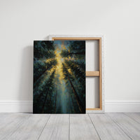 Sunbeams Pierce Ancient Forest Canopy