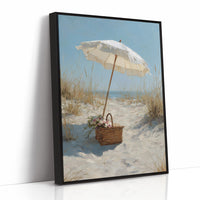 Solitary Parasol Awaits Seaside Return