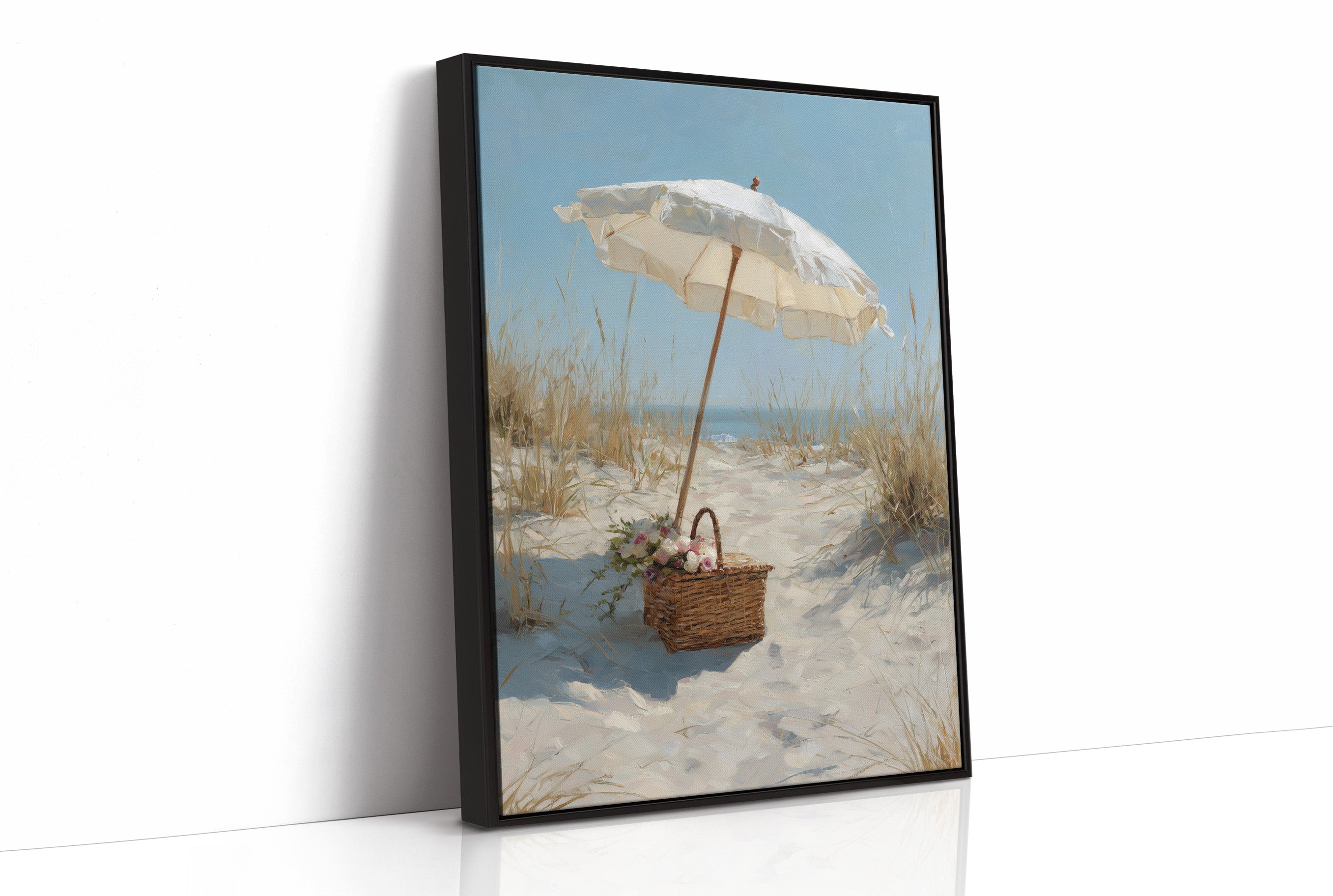 Solitary Parasol Awaits Seaside Return