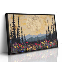 Moonlit Meadow Beneath Mountain Peaks