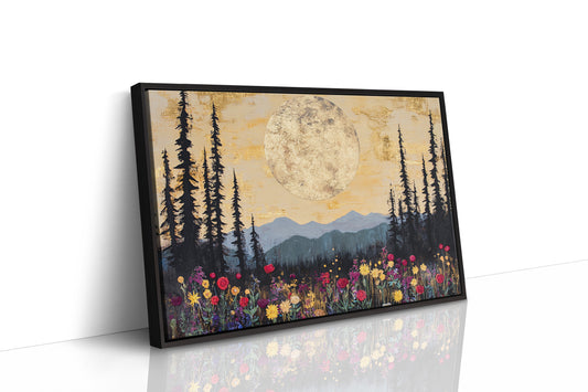 Moonlit Meadow Beneath Mountain Peaks