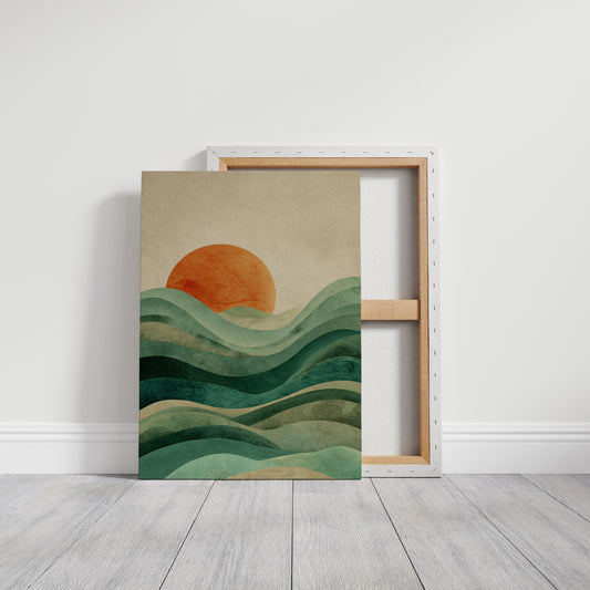 Waves Cradle the Setting Sun