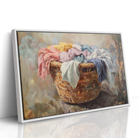 Rustic Simplicity: Vintage Laundry Basket Canvas Wall Art