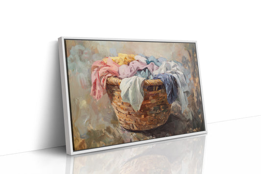 Rustic Simplicity: Vintage Laundry Basket Canvas Wall Art