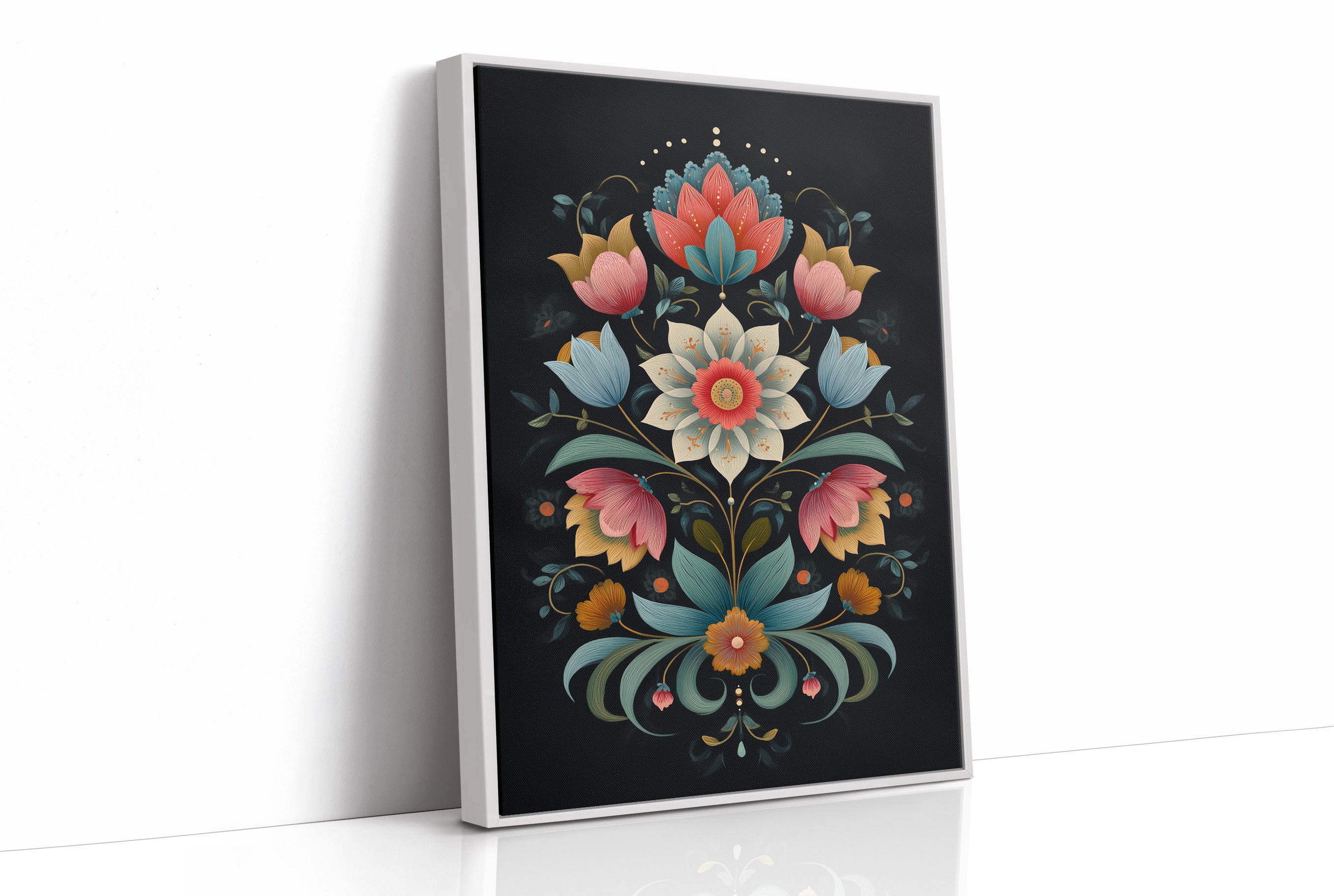 Midnight Garden Blooms In Coral