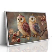 Glass Owls on a Winter Branch