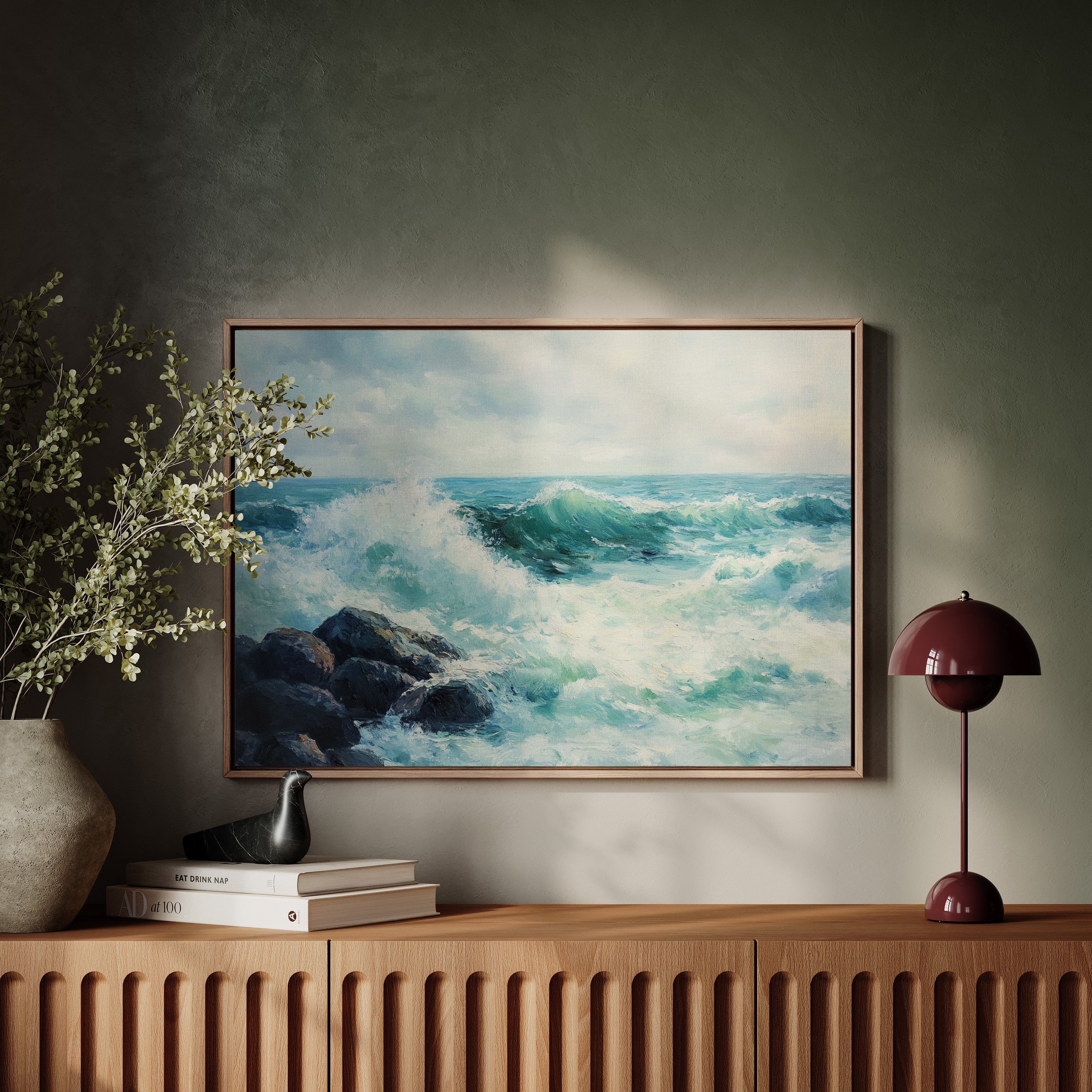 Ocean Swells Dance Against Stone