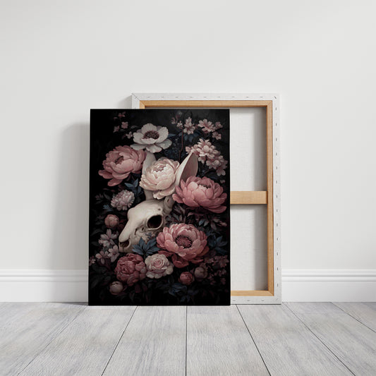 Skull Blossoms Against Velvet Night