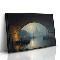 Thames Moonlight Through Stone Archways
