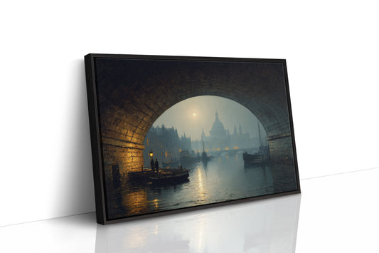 Thames Moonlight Through Stone Archways