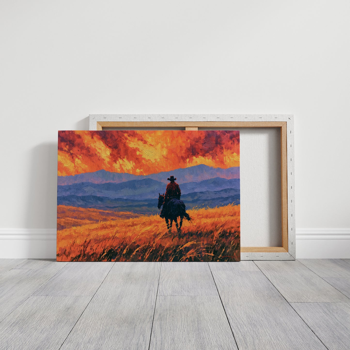 Cowboy Beneath the Crimson Sky