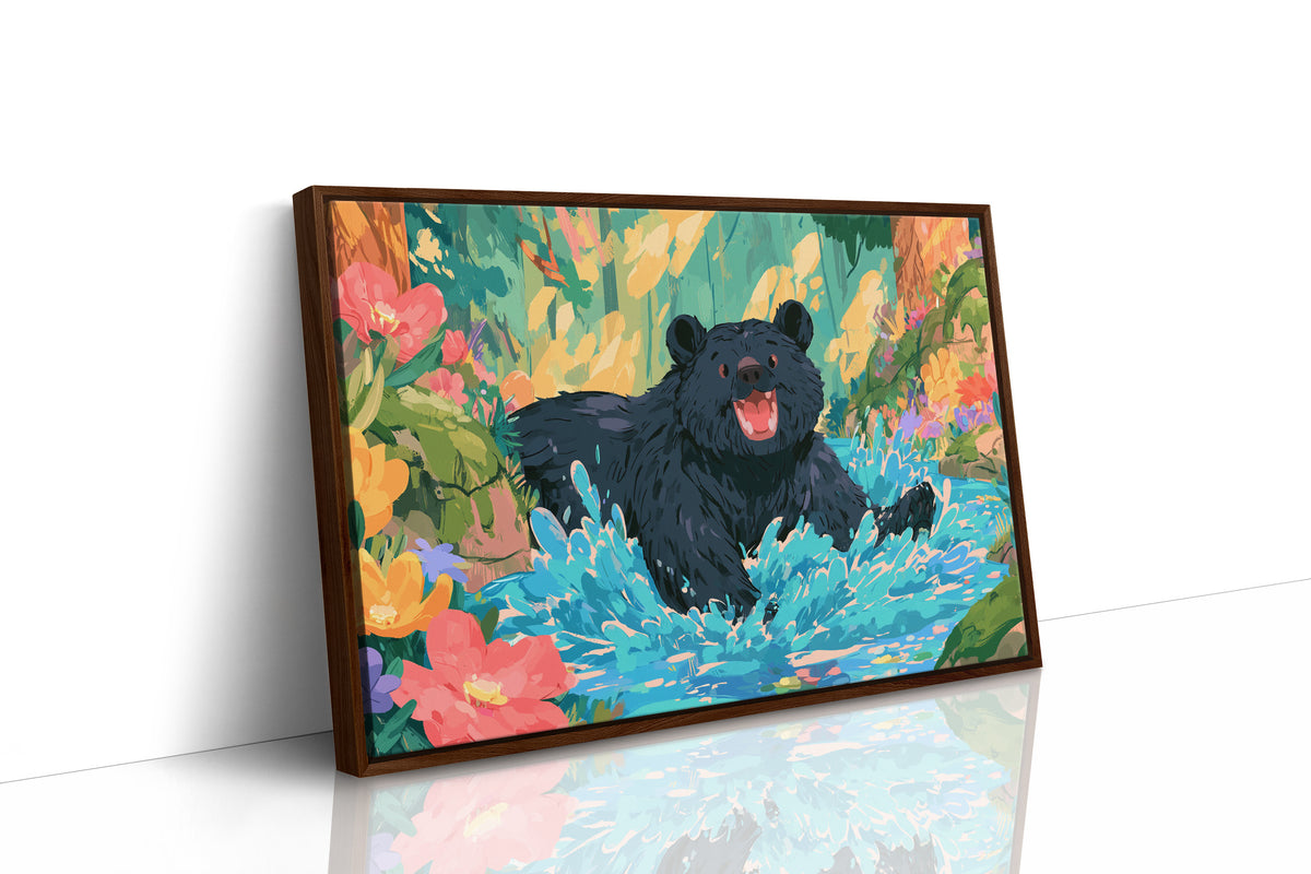 Black Bear Splashes Through Bloom