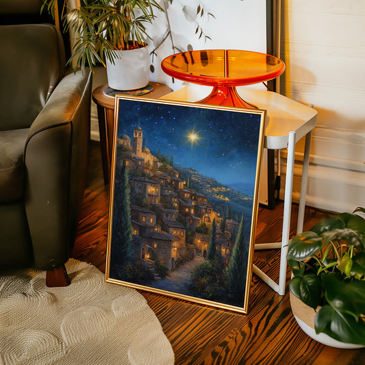 Starry Night Village Canvas Print - Enchanting Landscape Art - Gallery Canvas image 4