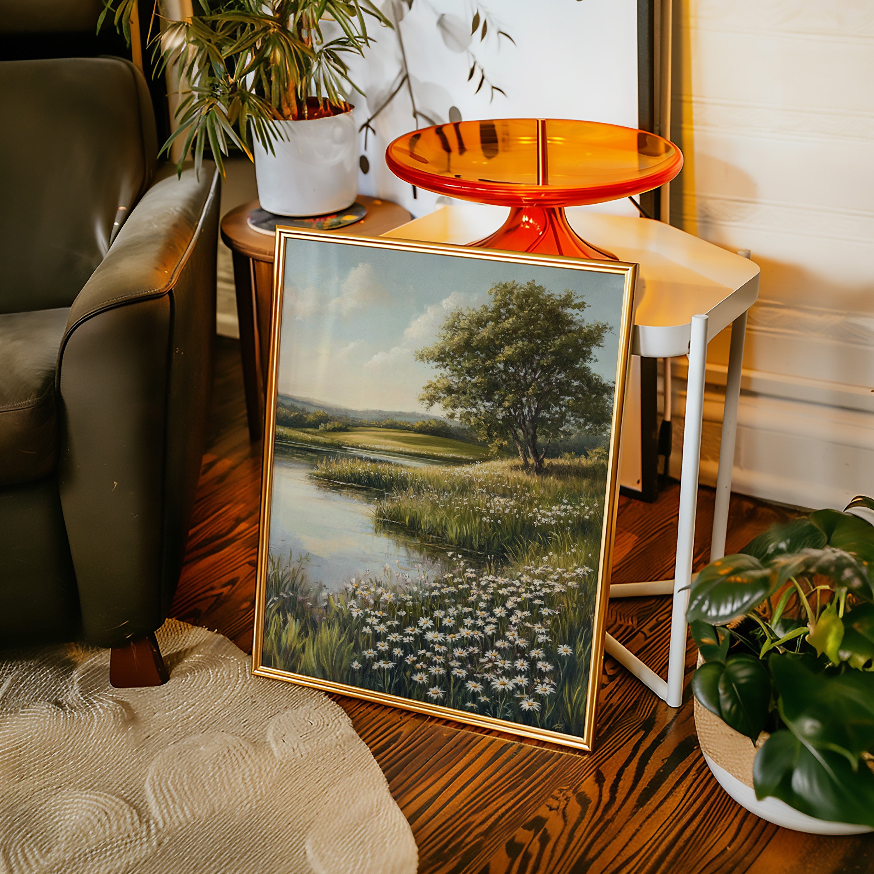 Tranquil Meadow Landscape Painting - Serene Nature Art - Gallery Canvas image 8