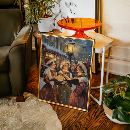 Vintage Carolers Christmas Print - Festive Holiday Art - Gallery Canvas image 8