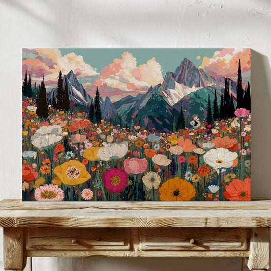 Alpine Meadows Bloom Under Peaks