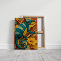 Chameleon Among the Daisies