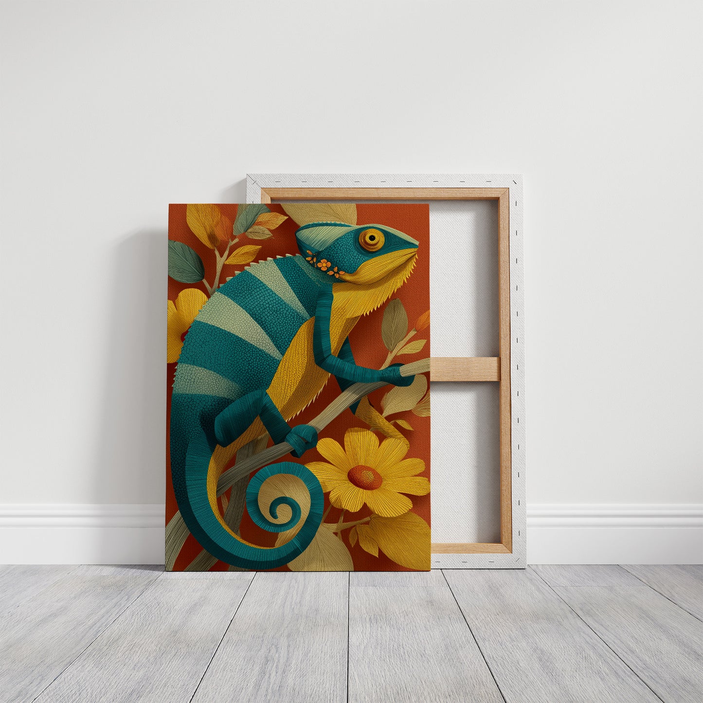 Chameleon Among the Daisies