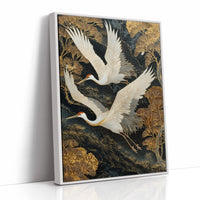 Cranes Dance Through Golden Ginkgo