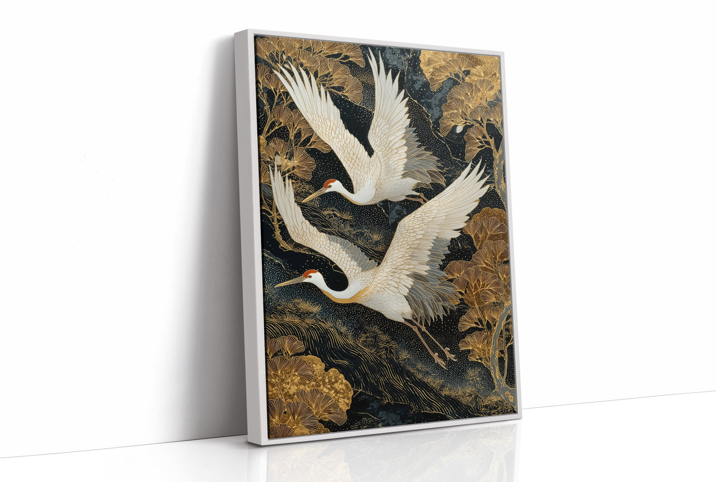 Cranes Dance Through Golden Ginkgo