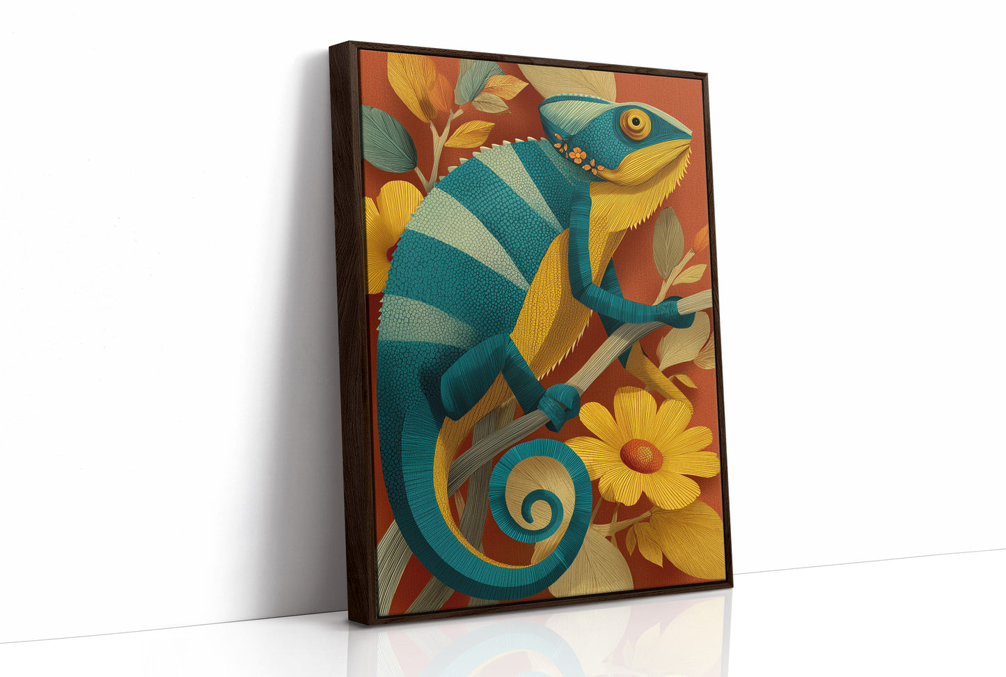 Chameleon Among the Daisies