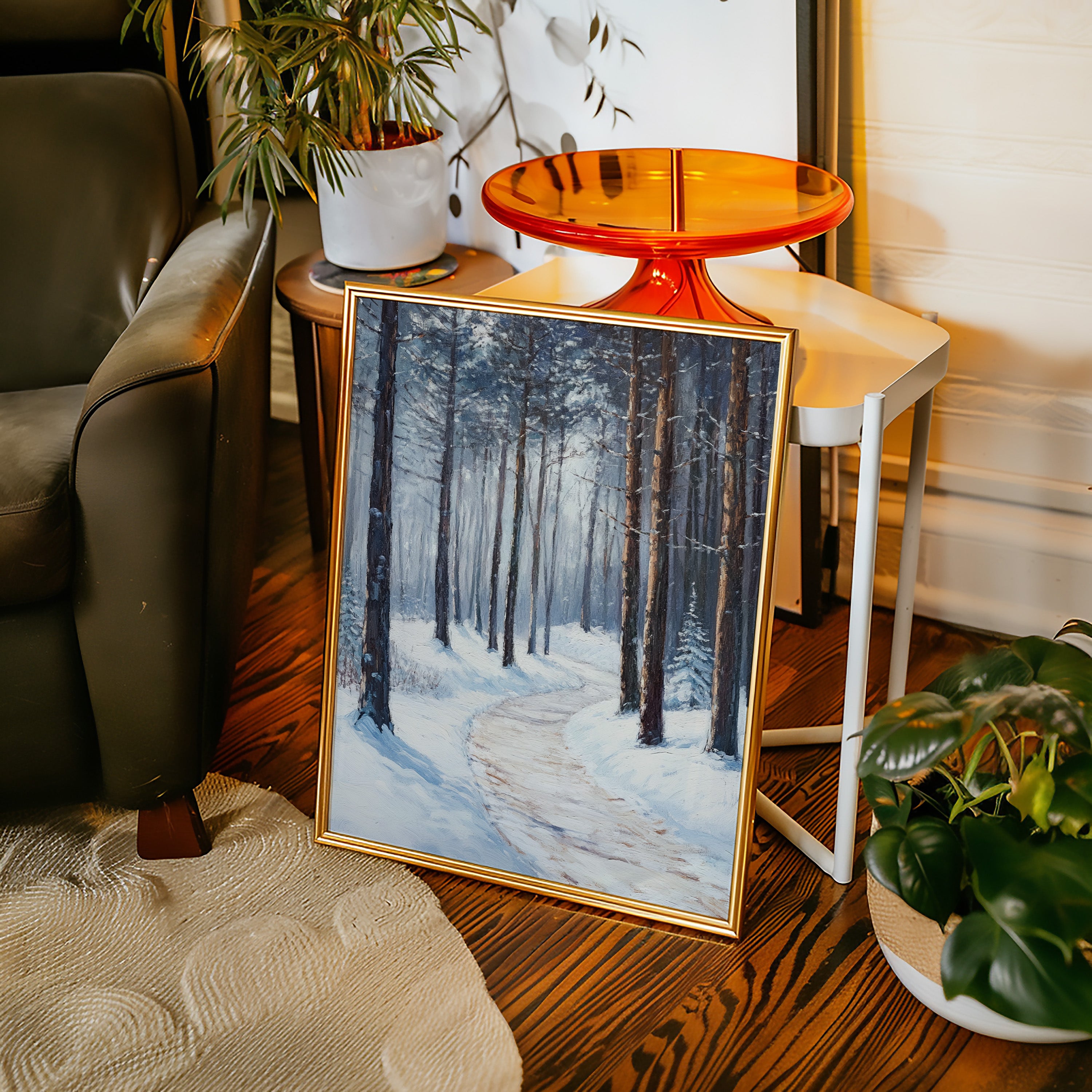 Winter Forest Pathway Canvas - Serene Nature Art - Gallery Canvas image 13
